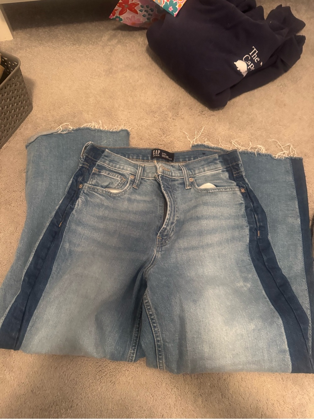 GAP Two-Tone Light and Dark Blue Wide Leg Jeans